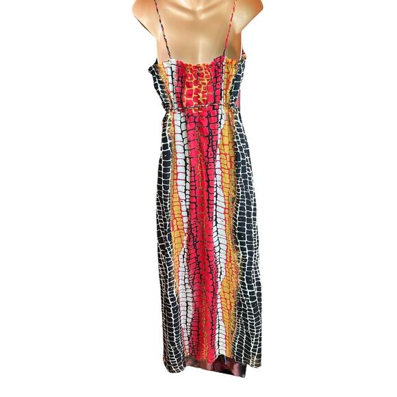 Muse BOSTON PROPER Size 6? Snakeskin Animal Print PADDED BRA Maxi Dress Red $169 - Picture 5 of 12